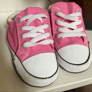 Baby pink converse shoes